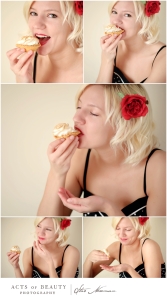 Beautiful-blonde-pinup-model-eating-tarts