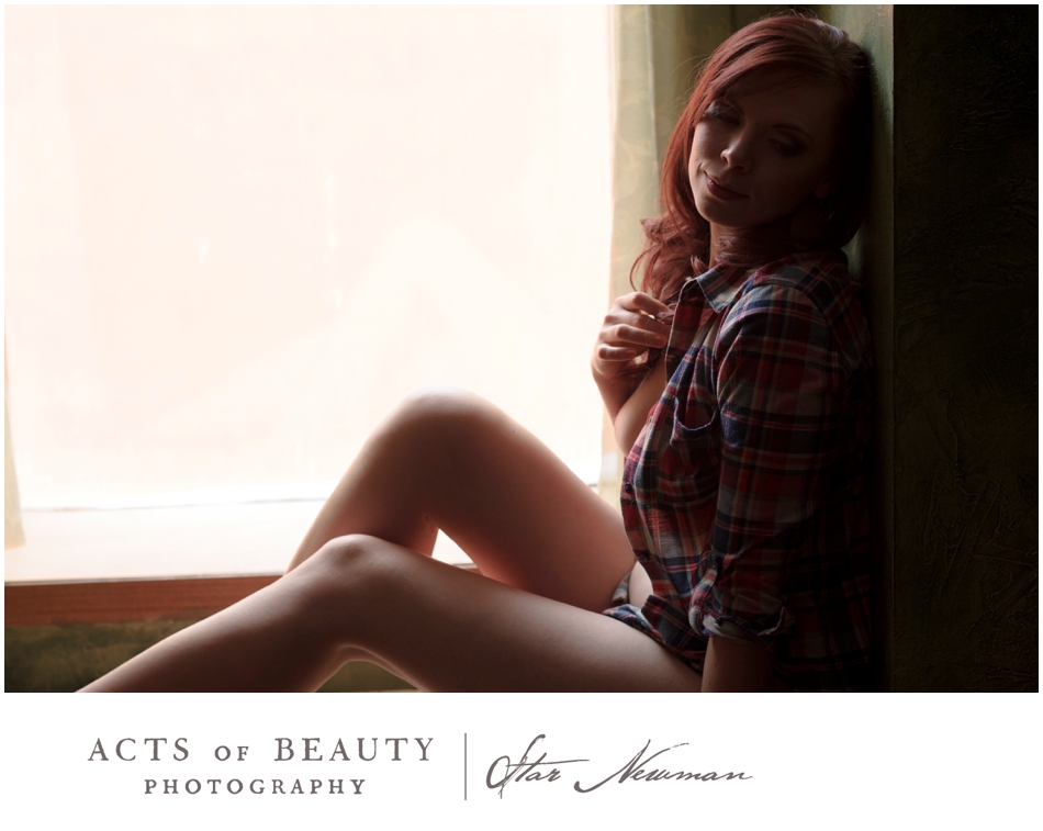 Plaid redhead boudoir