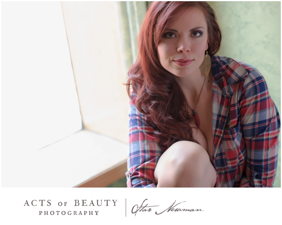 Plaid redhead boudoir