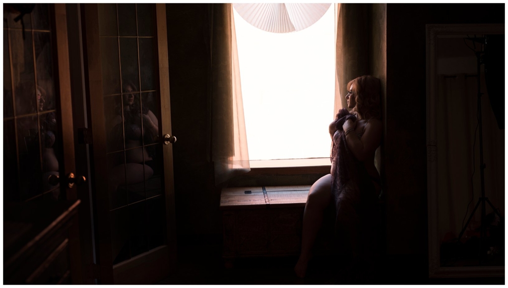 Moody natural light boudoir photo